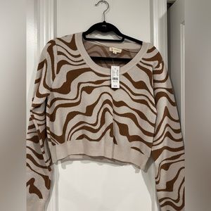 Pacsun zebra beige and brown cropped sweater - NEW WITH TAGS